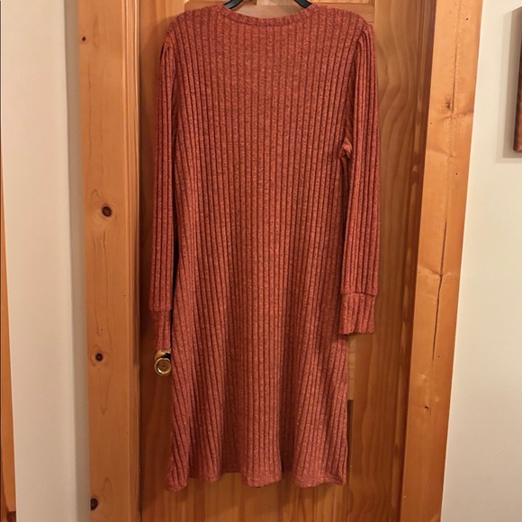 Rust Ribbed Knit Dress - Picture 2 of 2